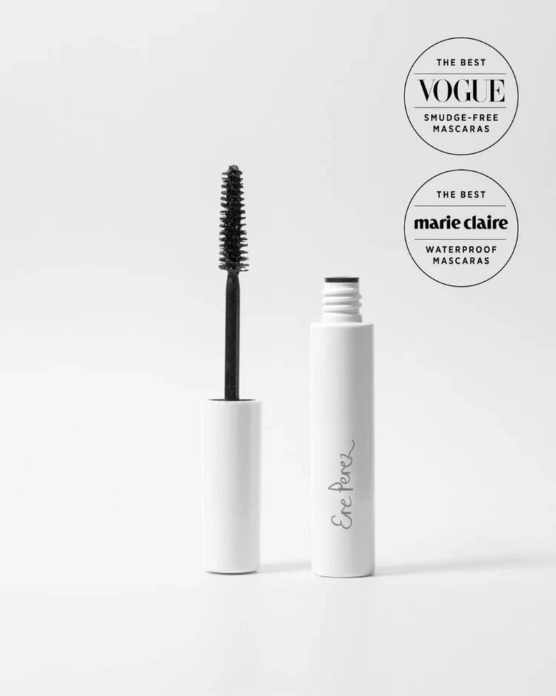 Statement lashes, perfect for sensitive eyes.This black mascara is designed to make a statement with your lashes and encourage hair growth and strength with its formula at the same time. Using a blend of nourishing oils &amp; waxes, the Ere Perez team has created a unique dry-style formula that is long-lasting and waterproof.
