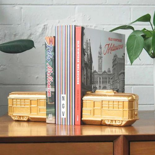 White Moose Gold Tram bookends