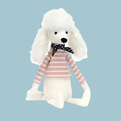 Meet the Chic &amp; Cuddly Jellycat Beatnik Buddy Poodle!
Looking for a buddy with a little extra flair? Meet the Jellycat Beatnik Buddy Poodle – your stylish, snuggly sidekick with an unmistakable Parisian vibe! With her fabulously fluffy fur, cool beret, and sassy personality, this poodle is here to add a dash of charm to your life. Perfect for cuddles or as a fun decor piece, she’s got that “je ne sais quoi” that everyone loves!
