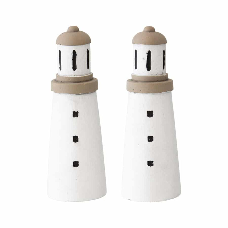 set of 2 pottery lighthouses