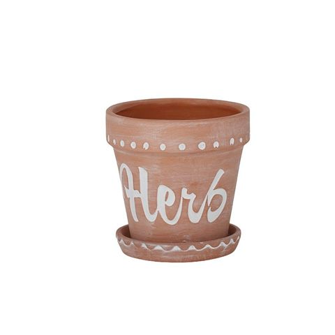 herb ceramic pot with saucer