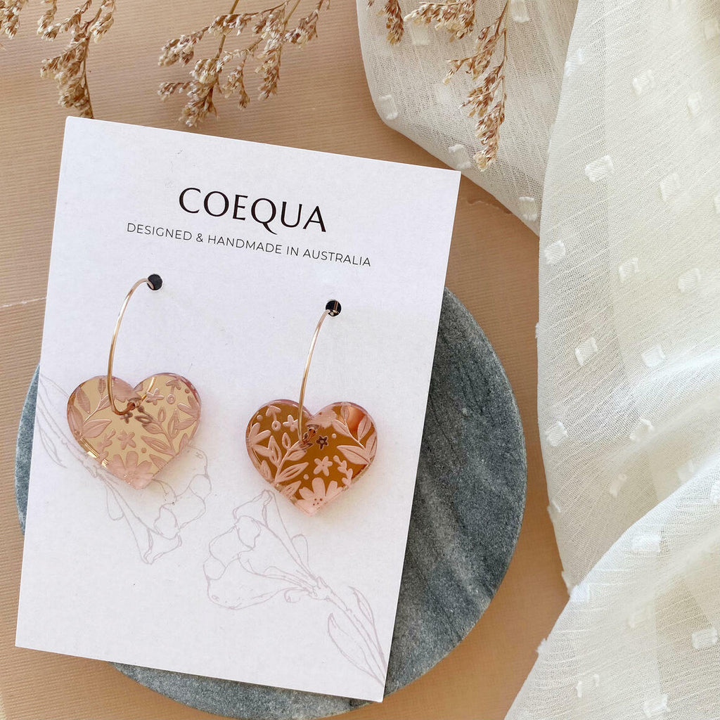 coequa - wildflowers heart hoop rose gold